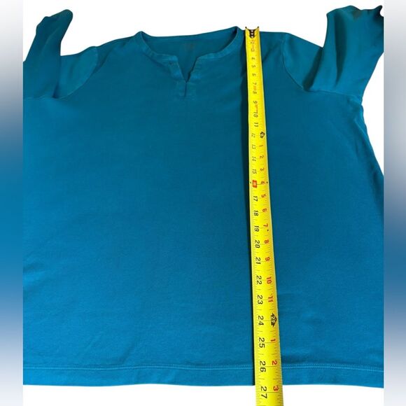 LL Bean Tee Shirt Three Quarter Sleeve Splitneck Teal Womens Size 2X Plus - Picture 10 of 10